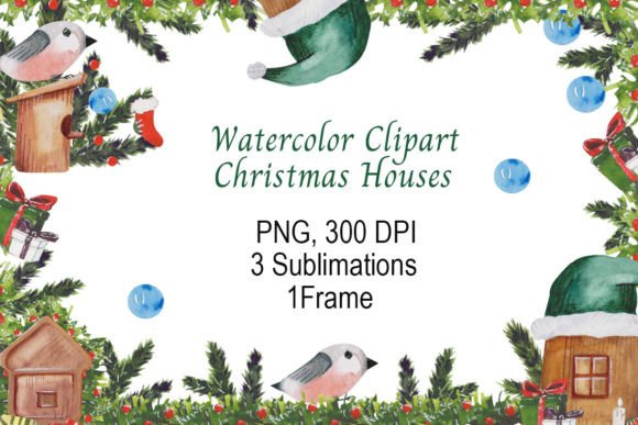 Bringing Holiday Warmth to Life with Christmas Houses Watercolor Clipart