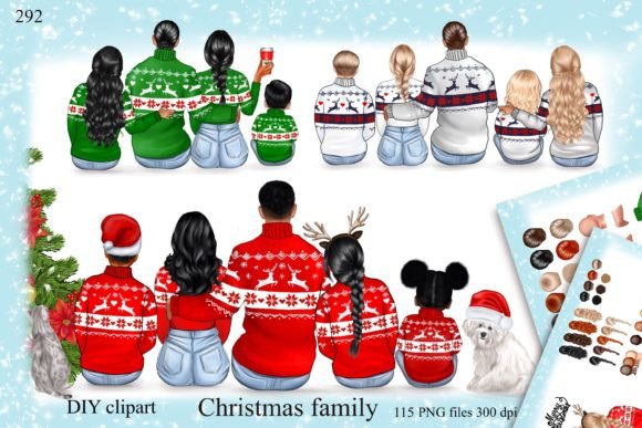Elevate Holiday Designs with Family Clipart