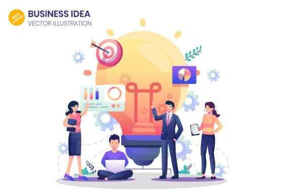 Elevating Brand Narratives with Business Idea Flat Illustration