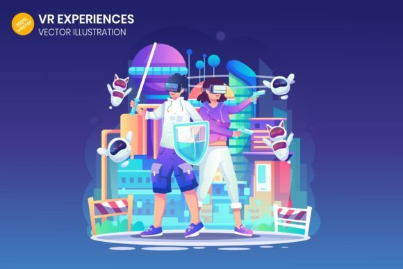 Elevating Digital Storytelling with VR Experiences Flat Illustration