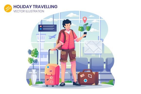 Evaluating the Utility of a Young Man Travelling Illustration for Modern Digital Projects