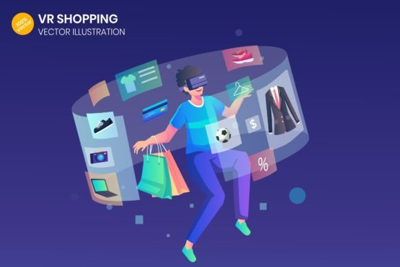 Integrating VR Shopping Flat Illustration into Modern Digital Workflows