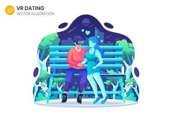 Modern VR Dating Flat Illustration for Digital Projects