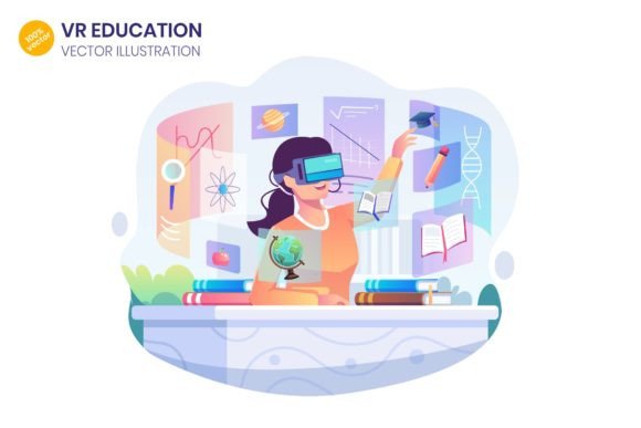 Strategic Implementation of VR Education Flat Illustration in Modern Digital Learning