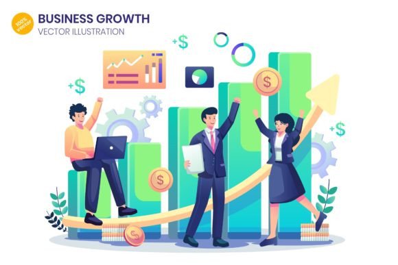 Strategic Visual Communication: Leveraging Business Growth Flat Illustration for Measurable Impact
