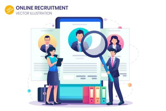 Strategic Visual Communication: Leveraging Online Recruitment Flat Illustration for Hiring Success