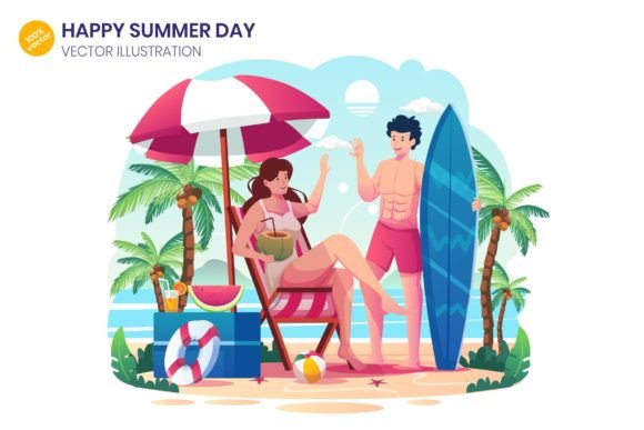 Summer Day Illustration: Vector Assets for Design