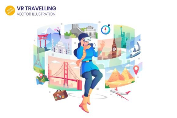 VR Travelling Flat Illustration: A Design Guide
